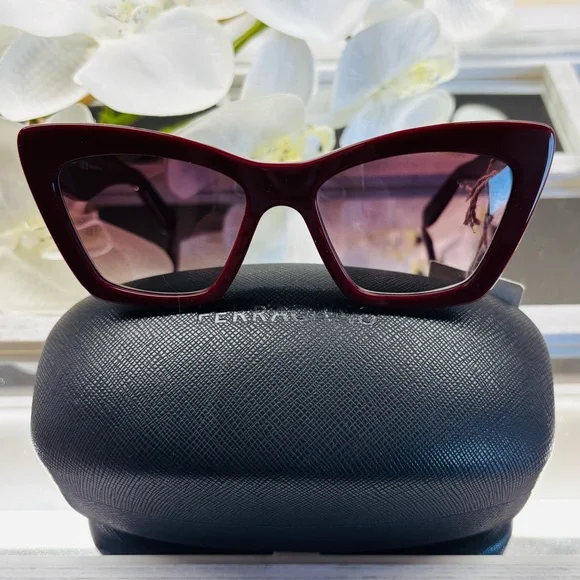 Salvatore Ferragamo Deep Red Cat-Eye Sunglasses - Picture 2 of 7